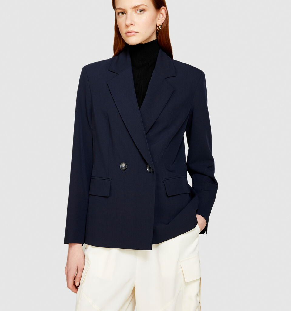 Double-breasted slim fit blazer - women's blazers - Dark Blue | Sisley image number 4